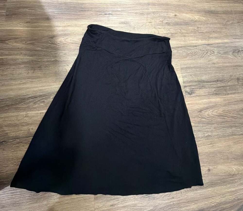 Nine & Co. by Nine West Black Foldover Waist Jersey Midi Skirt